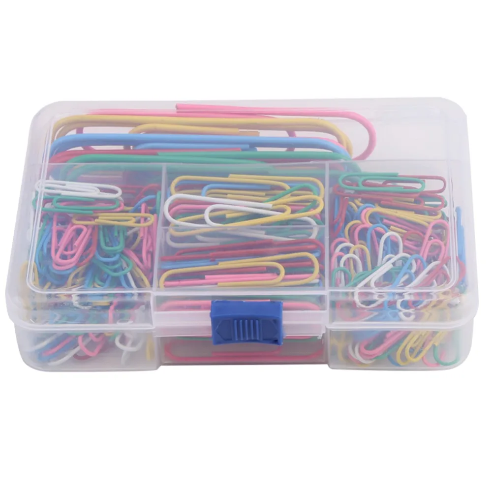 250pcs Pclip Mix Color Paper Clips Colored Coated Assorted Sizes Metal Clip Reusable Office Accessories File Organizing