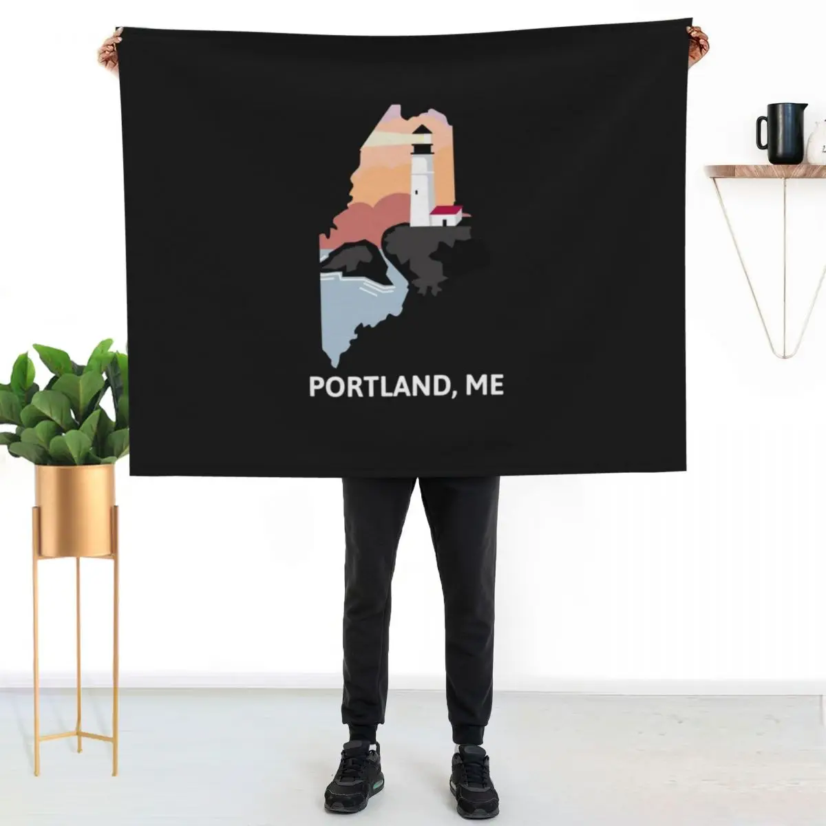 Portland, ME Throw Blanket Cute Plaid Hair Thermal funny gift Blankets For Bed Cute Blankets