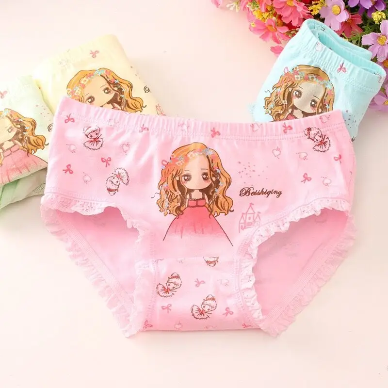 3PC Girls Briefs Cotton Underwear Cute  Printing Panties Kids Breathable Soft  Underpants Girls Boxer 2-10Years