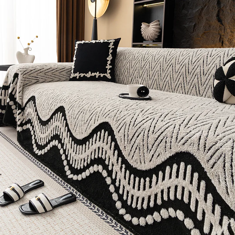 Autumn and Winter Thick Velvet Sofa Towel Full-Cover Antiskid Anti Cat Scratch Sofa Cover Soft Easy-Care Armchair Protector