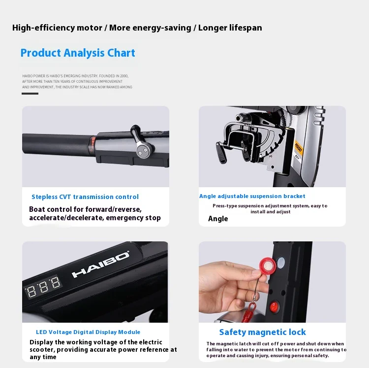 High-power electric propeller rubber boat marine motor propeller 48V outboard motor continuously variable speed propeller