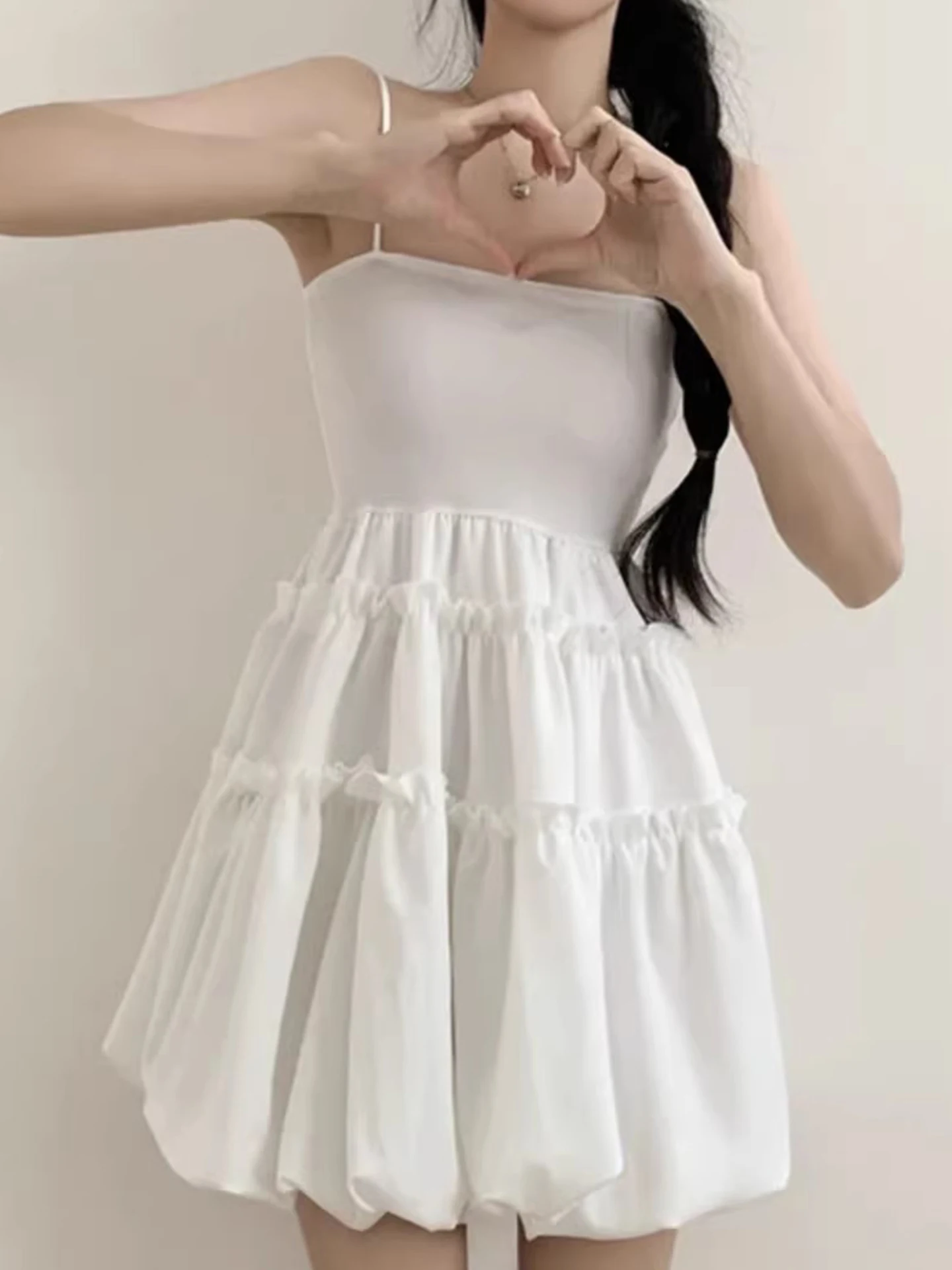 

Летнее женское короткое платье Liangliang Design: новое, облегающее, с эффектом пуш-ап, без бретелек, в корейском стиле, из полиэстера