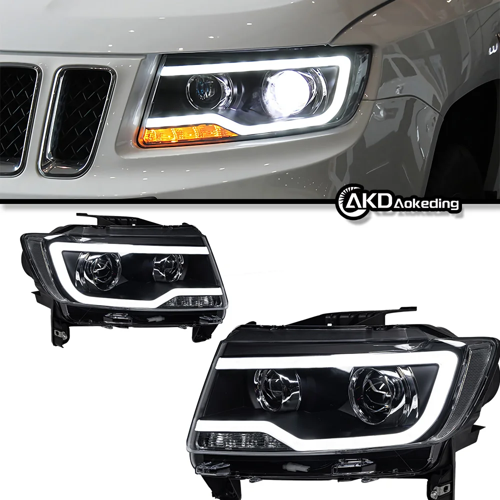 Auto Parts For Jeep Compass Headlights 2011-2016 Grand Cherokee LED Head Lights Style Dual Projector Car Accesorios Modified