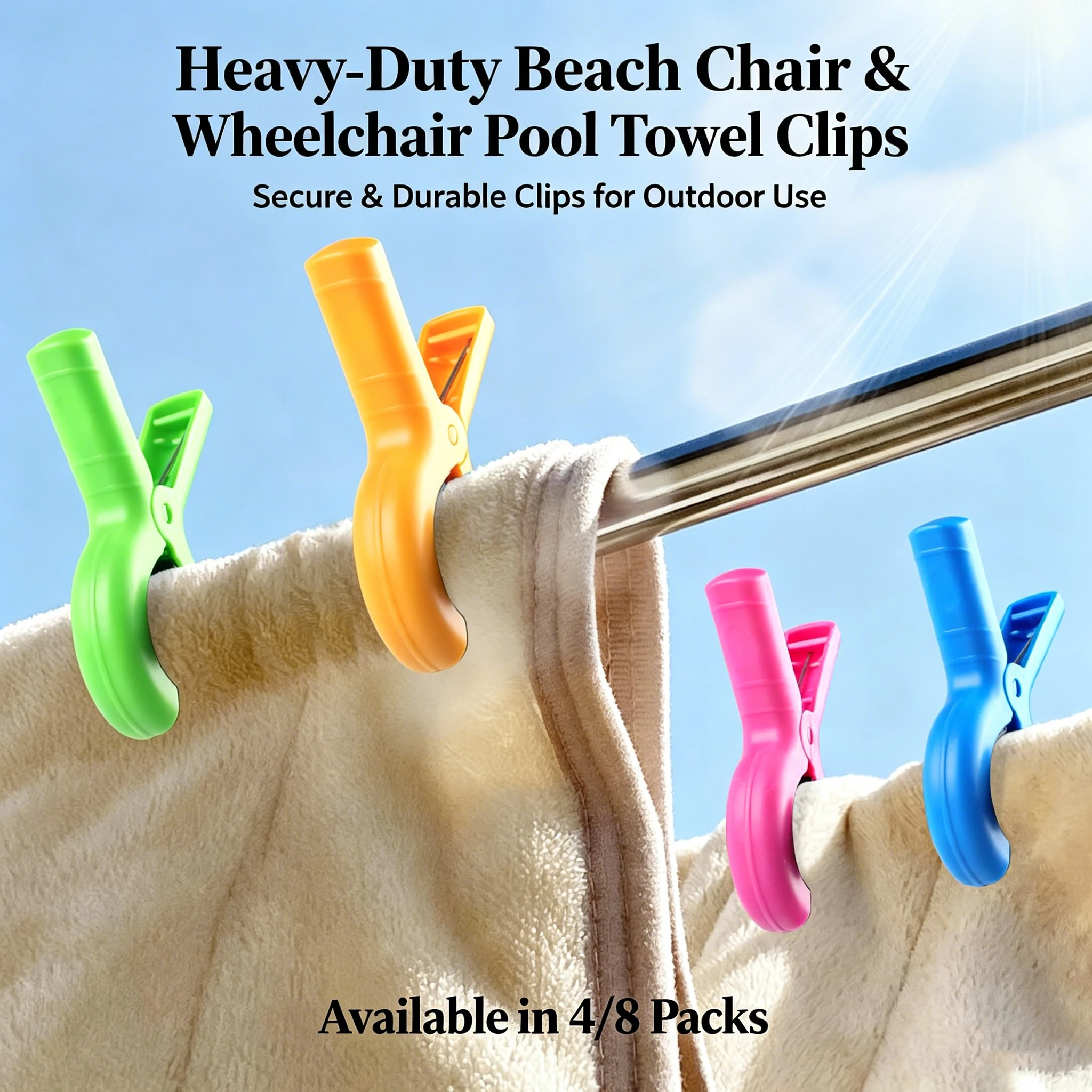 4/8Pcs Heavy Duty Beach Towel Clips for Beach Chairs Towel Holder Clips Clothespins Laundry Clothes Pins Strong Clips Blankets