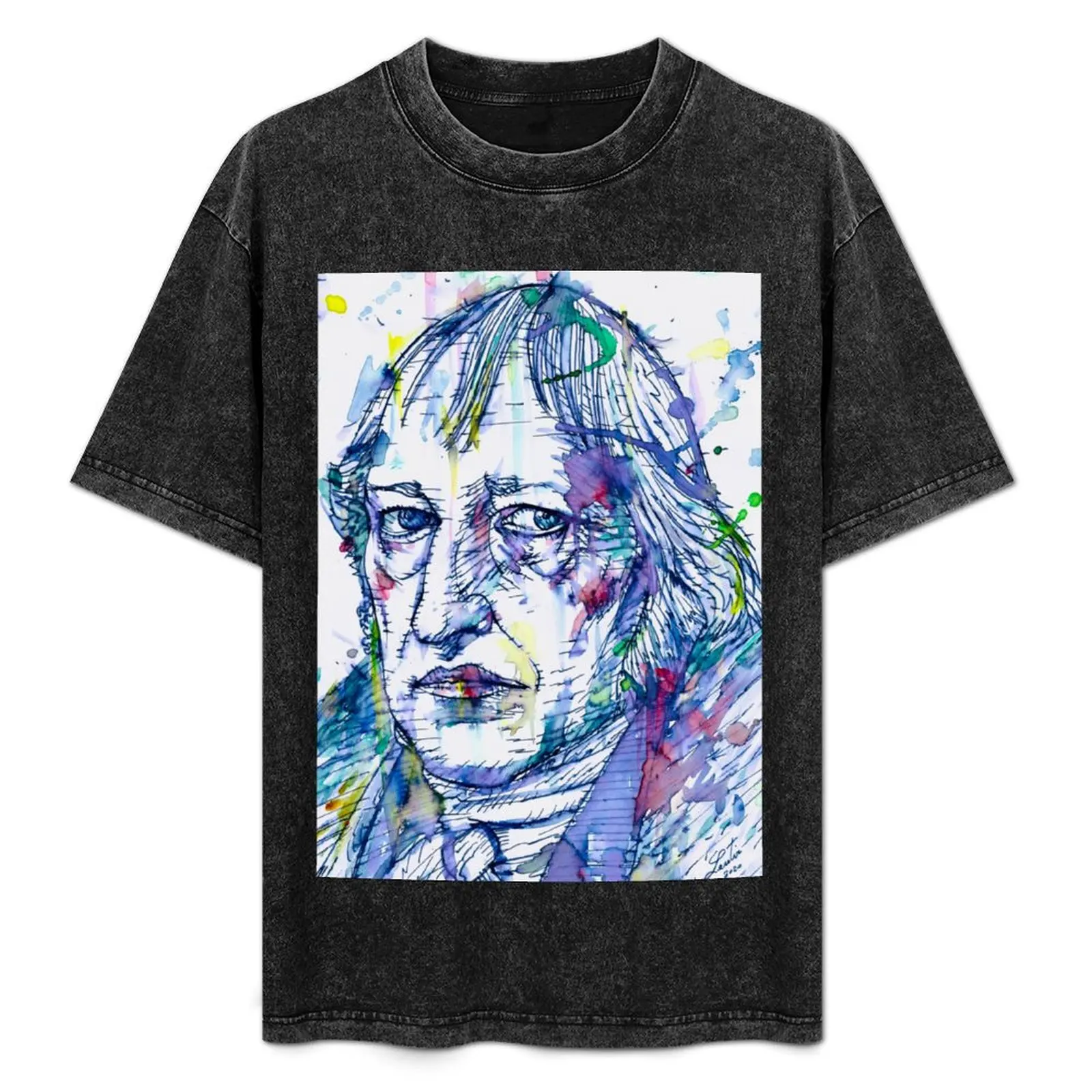 

HEGEL watercolor and ink portrait T-Shirt Outdoor Work Short Sleeve Top