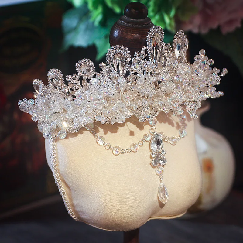 غطاء رأس الزفاف حزام فاخر سلسلة الجبين فستان الزفاف النمذجة تاج الزفاف اكسسوارات الغلاف الجوي