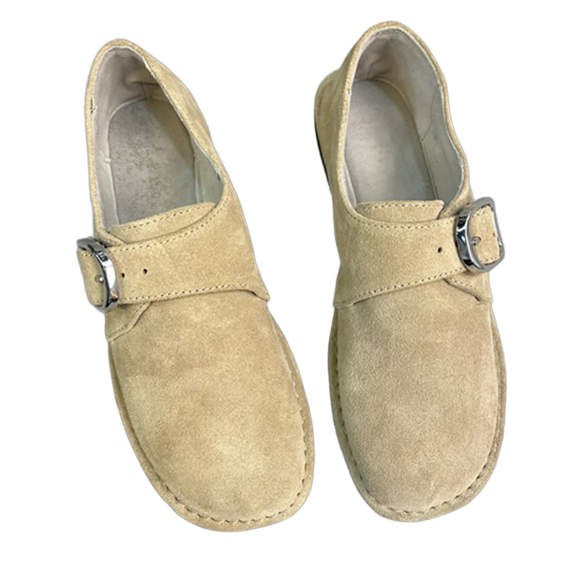 

Withered French Lazy Retro Handmade Cowhide Flat Shoes Retro Round Toe Soft And Comfortable Loafers Shoes Women Summer Shoes