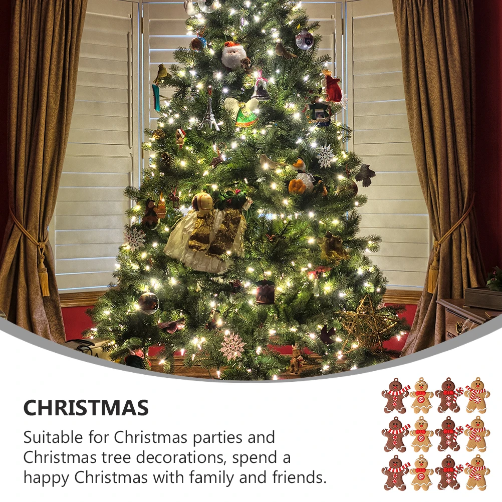 

24Pcs Christmas Tree Adorable PVC Gingerbread Man Ornaments Fine Workmanship Clear Texture Neat Lines Hanging Gingerbread Man
