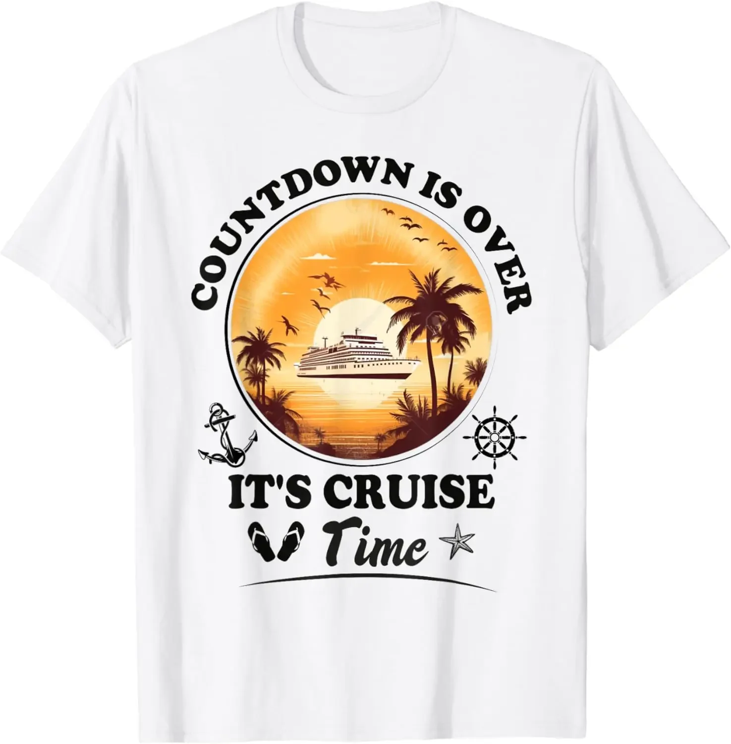 Countdown Is Over It's Cruise Time Funny Husband and Wife T-Shirt  Graphic T Shirts  Men Clothing  Streetwear  Ropa Hombre