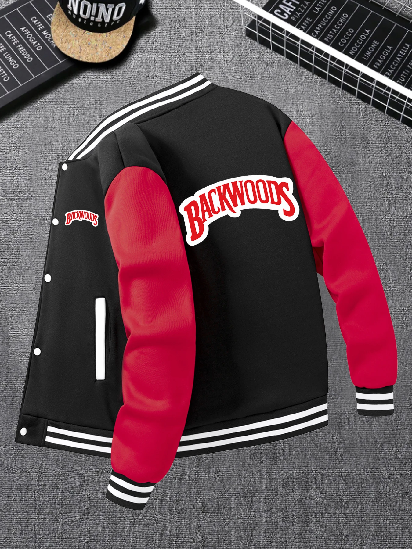 الخريف الشتاء الرجال باكوودز مطبوعة البيسبول سترة معطف فضفاض دافئ يندبروف أبلى موضة شارع العليا في الهواء الطلق الشارع الشهير #3