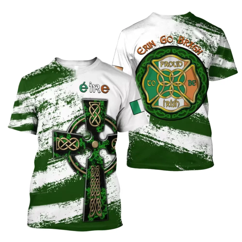 

2025 Summer New Irish Celtic Men's and Women's Printed T-shirt, Custom Name Short Sleeve Neutral Shirt, Harajuku Large Casual St