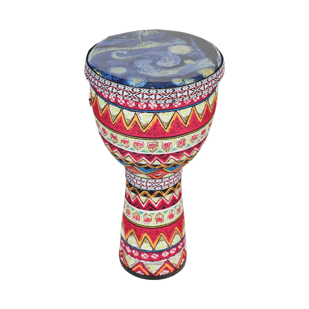 African Hand Drum  8 Inch Portable Djembe Drum Percussion Instrument with Colorful Art Patterns for Children Light Tambourine