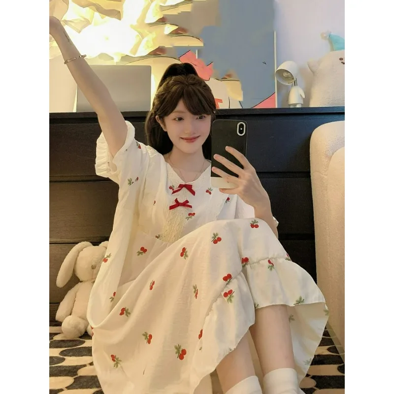 Women's Summer Plus Size Nightgown Short Sleeve Pullover  Sleepwear Big Size Comfortable Casual Elegant Homewear Korean Fashion