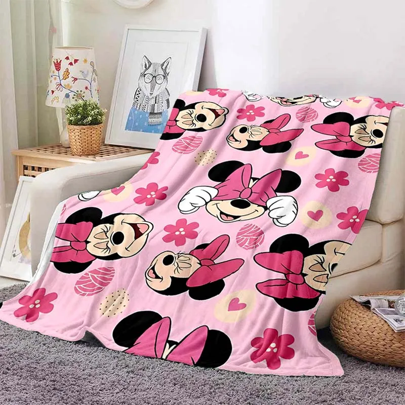 6 Sizes Warm Soft Disney Cute Minnie Custom Blanket Fluffy Children and Adults  Sofa Plush Bedspread Throw Blanket for Sofa Bed