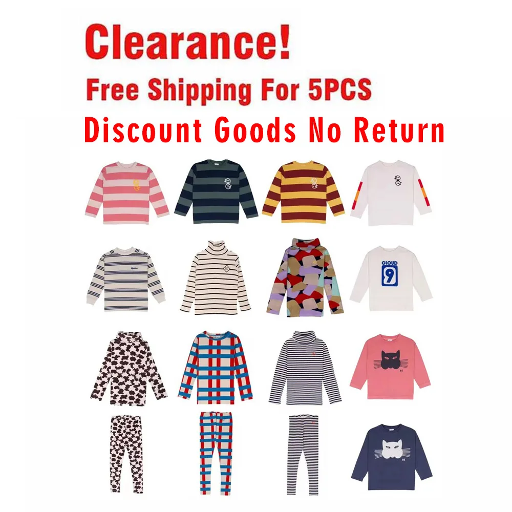 Clearance Kids T Shirts 2024 Brand New Autumn Girls Boys Cute Print Long Sleeve Tees Tops Baby Child Cotton Outwear Clothing