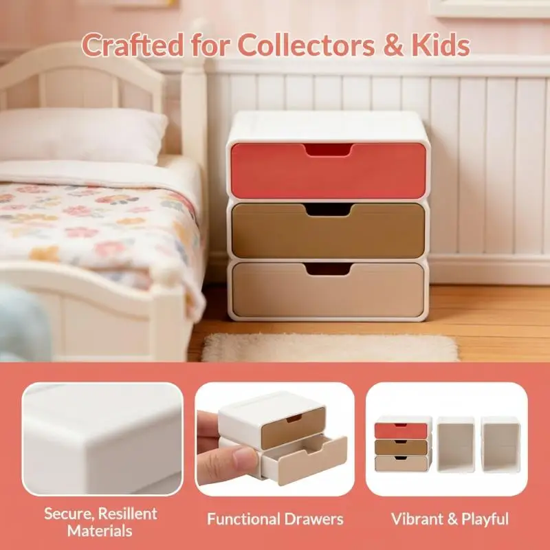 Miniature Dollhouse Furniture Bedside Table Model with Drawer Cabinet Perfect for Decor