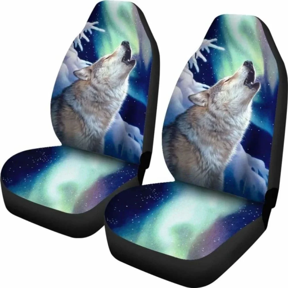 Car Seat Covers Wolf Holy Night 200904,Pack of 2 Universal Front Seat Protective Cover