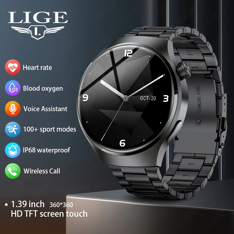 LIGE Smart Watch For Men Women Bluetooth Call Bracelet IP68 Waterproof Sports Fitness Watch For HUAWEI Healthy Smartwatch Man