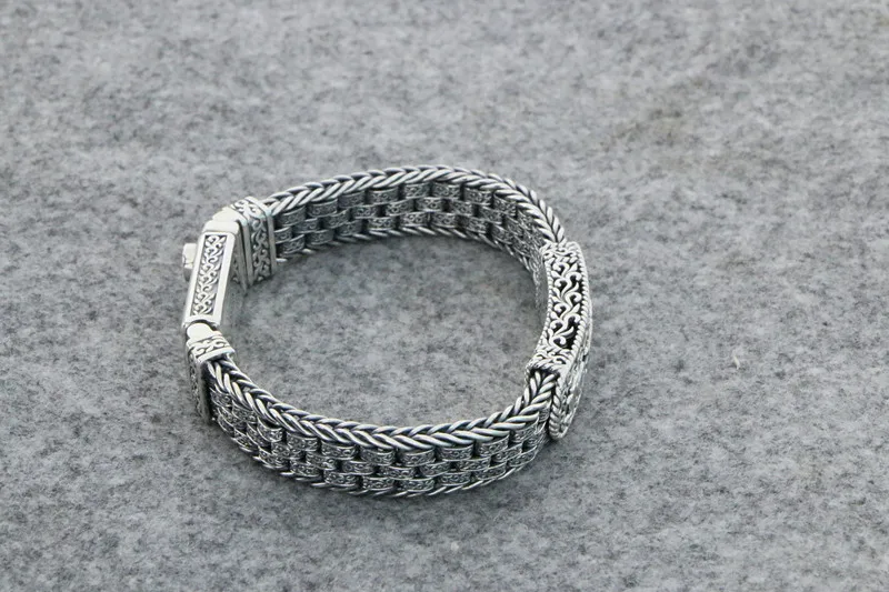 Thai Silver China-Chic Handmade Creative Bracelet Men's 925 Sterling Silver Female Seiko FOREVER Personality China-Chic Vintage