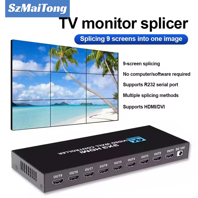 4K HDMI Video wall controller 3x3 HDMI DVI Video wall Processor 1X2 1X4 1X3 2X1 2x3 3x2 4X2 multi video screen processor splicer