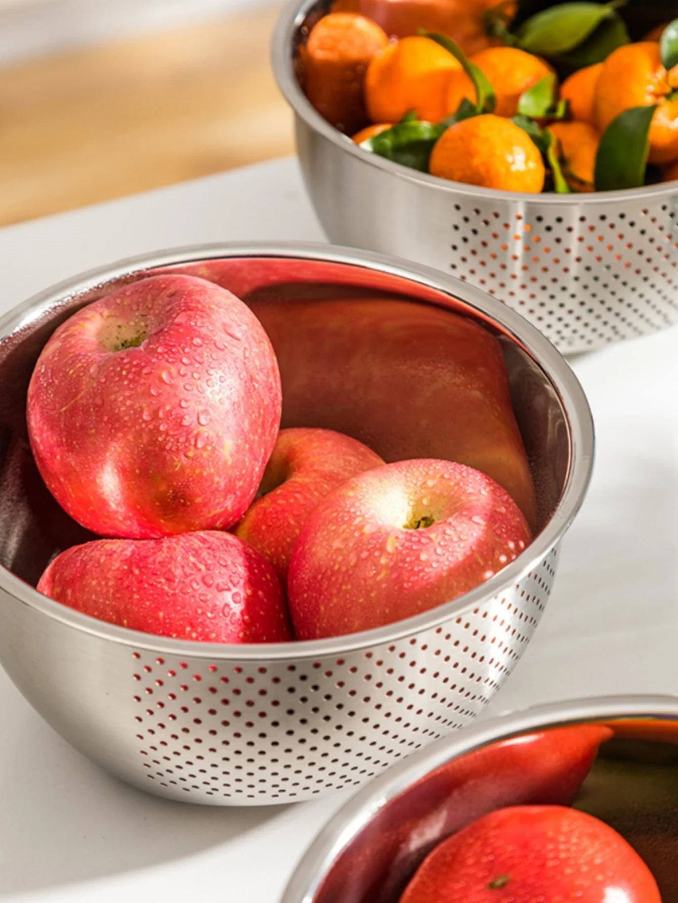 Küchensieb, Edelstahl-Sieb, Reisscheibe, Gemüse, Obst, Waschschalen zum Reinigen, Reis und Küchenutensilien – Detail 6