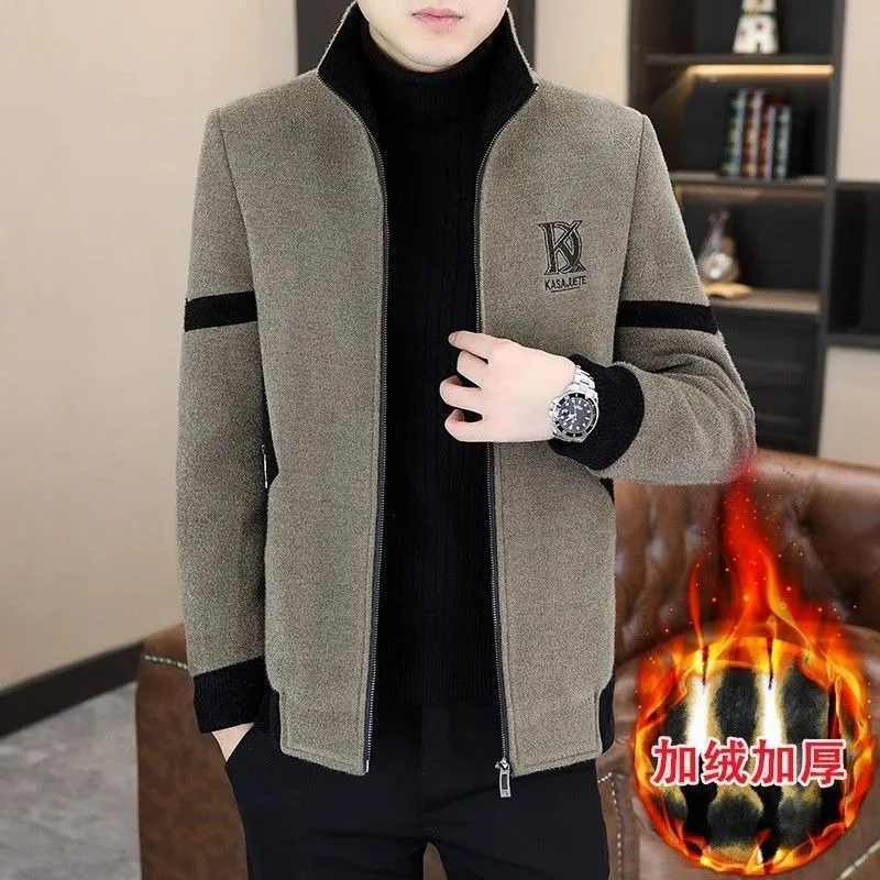 

Men's Clothing Winter high quality fleece-lined Collar Jacket Youth Fashion Warm Jacket Casual Thickened Men's Clothing