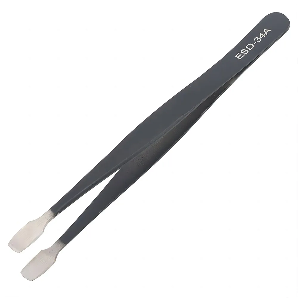 Anti-static Stainless Steel Precision Tweezers Flat Wide Tip Crafting Tweezers for Card Making Stamp Collector Philately Tongs