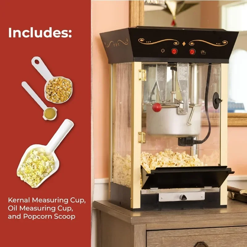 Popcornmaker Machine-Professionele Kar Met 8 Oz Ketel Maakt Tot 32 Kopjes-Vintage Popcornmachine Bioscoop