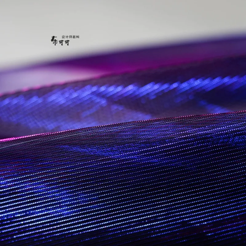 Dream Blue Purple Mesh Designer Fabric Color Change Texture Hanfu Dress Color Change Perspective Ancient Costume