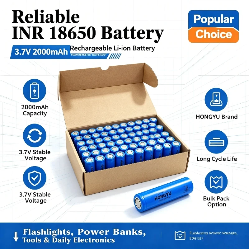 1-20Pcs 18650 3.7V 2000mAh Rechargeable Batteries Lithium Cell Suitable Flashlight Vape Power Bank Portable Electronic Equipment
