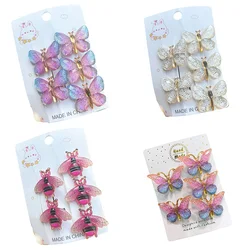 5PCS Colorful Gradient 3D Butterfly Cute Baby Hairpins Kids Hair Clips Children Headwear Princess Barrette Girls Accessories
