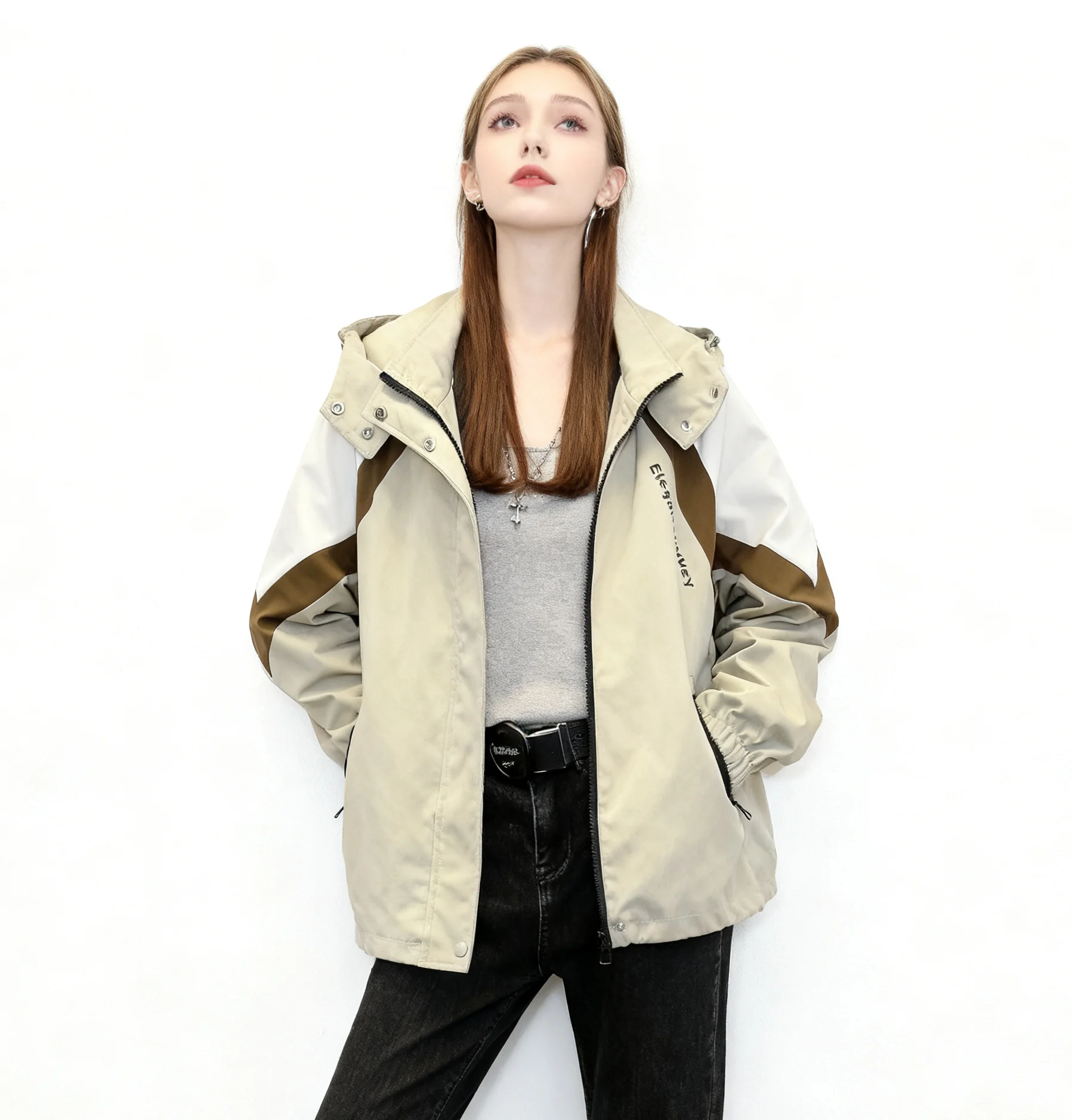 

Байкерские куртки Женская куртка Тонкая летняя вязаная вискоза на пуговицах с короткими рукавами для похудения Городской современный минималистский Хэллоуин