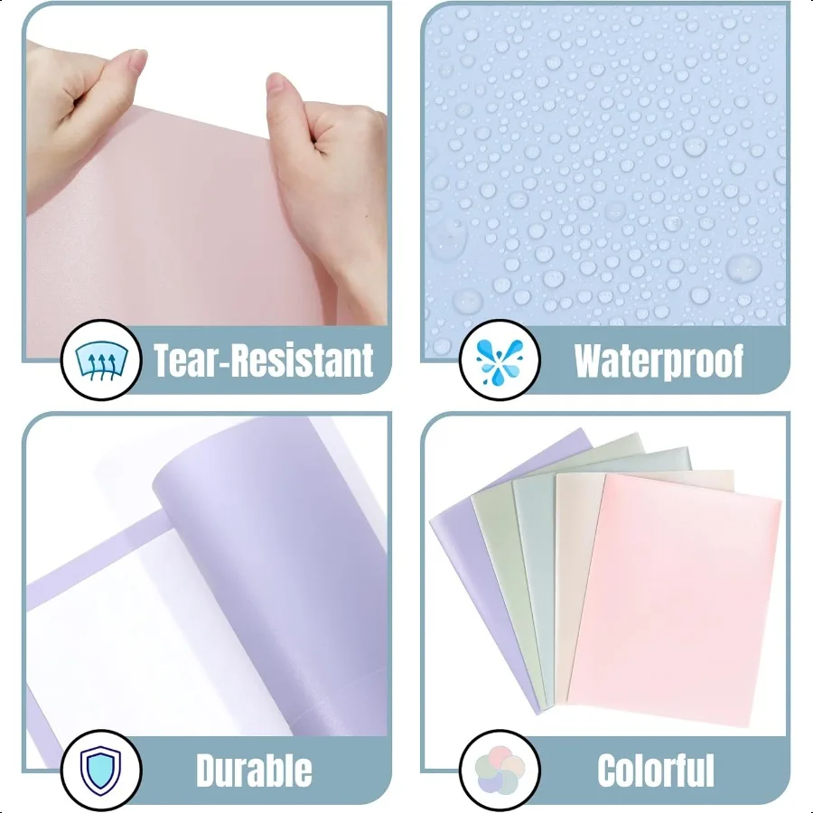 Plastic Folders with Pockets Pack of 5 Muted Pastel Colors Heavy Duty 2 Pocket File Folders Letter Size Pocket Folders for Scho