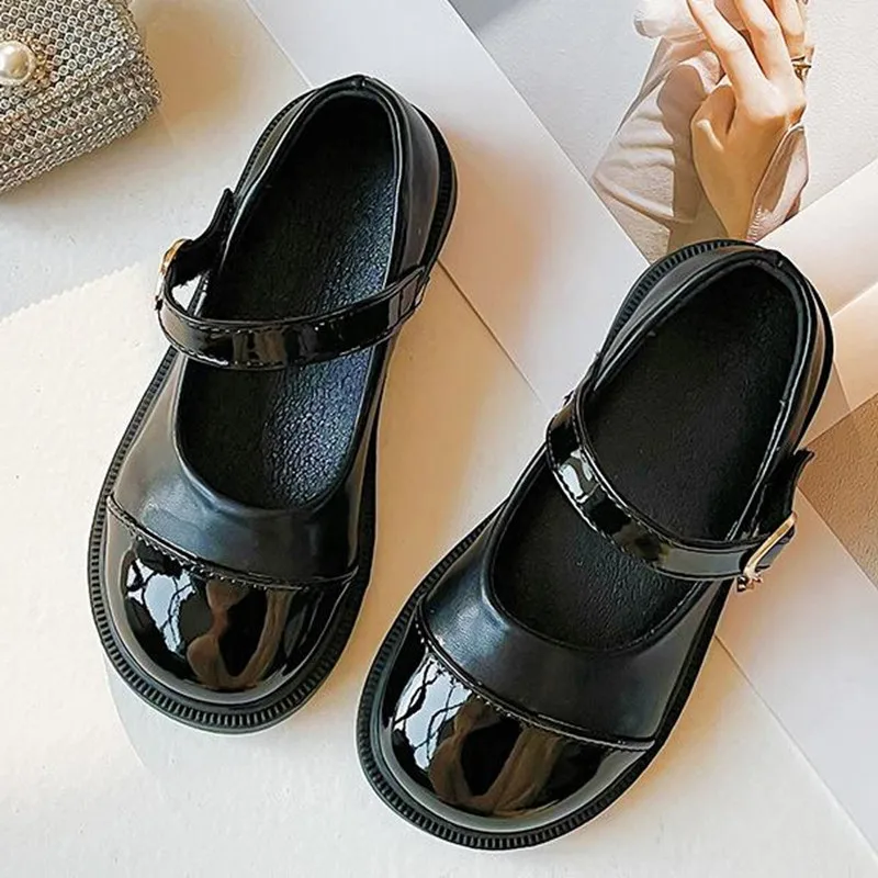 Fashion Princess Shoes for Girls Soft bottom Leather Shoes For School Students Kids Black Dress Shoes Chaussure fille 2-13T