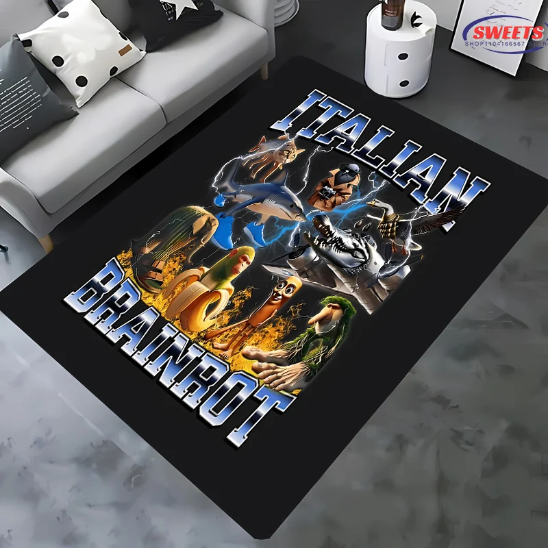 

AI Fantastic Absurd Italian Brainrot Collection Printed Carpet,Mat for Bedroom Living Room Non-Slip Kid Rug for Dining Room Sofa