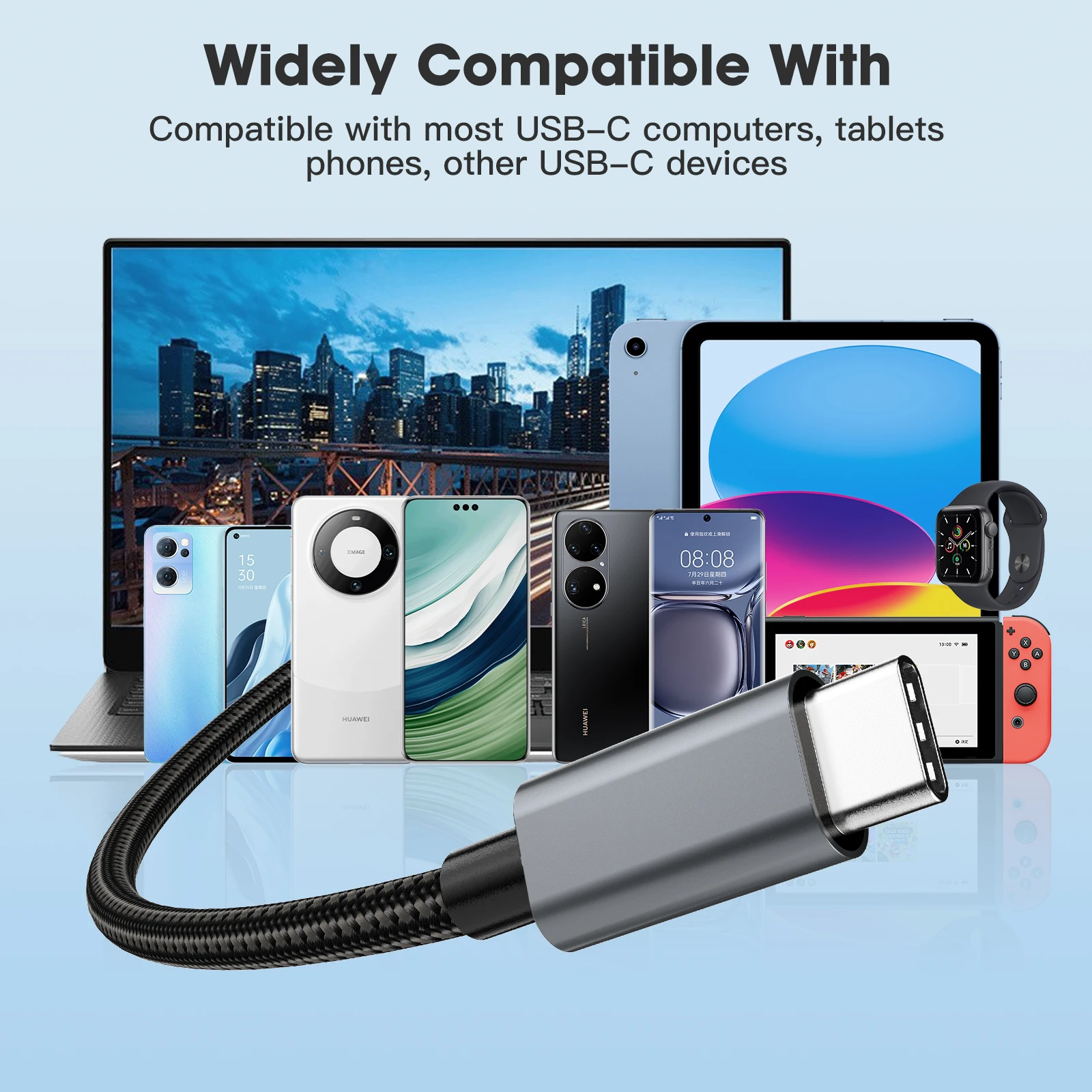 كابل بيانات USB3.2 إلى النوع C، نقل بسرعة 10 جيجابت في الثانية مناسب للقرص الصلب والهواتف المحمولة وبنك الطاقة والكمبيوتر 3A للشحن السريع