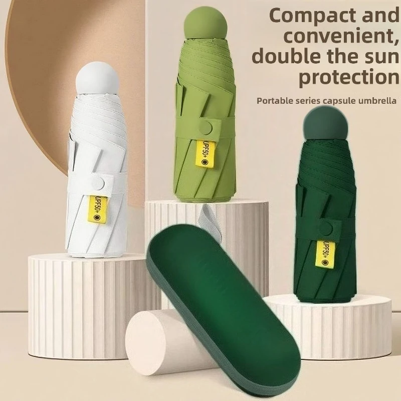 

Dualuse Capsule Umbrella Portable Mini Rainproof Wind-resistant Sun Protection for Sunny and Rainy Days Outdoor Traveling