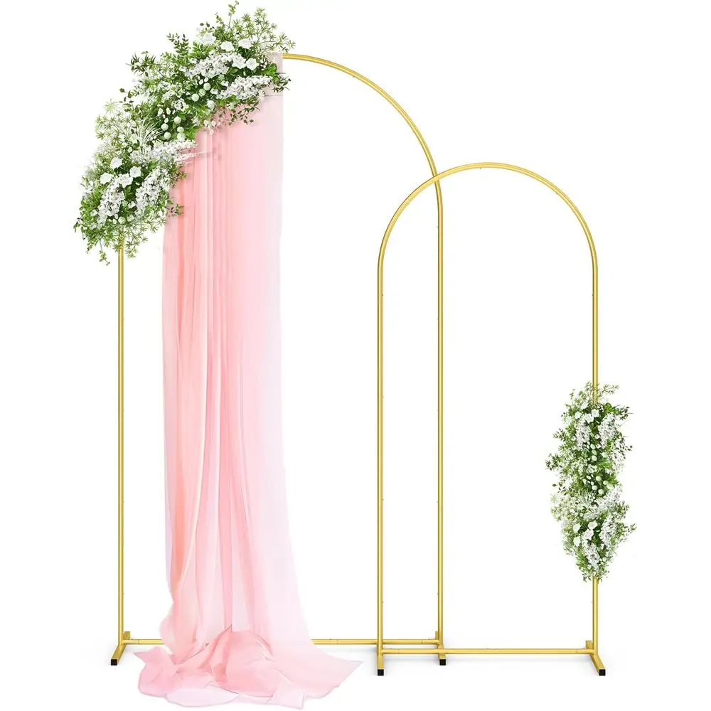 

Metal Arch Backdrop Stand Set - Set o 2 (7.2t/6.0t), Gold Wedding Stand with Stable Base, Elegant Backdrop Cover or Party, Birth