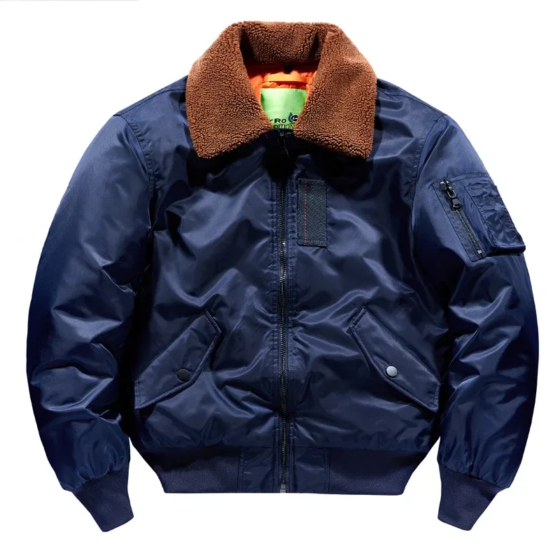 Men New Women  Autumn Winter Bomber Jacket Padding Military Jacket Varsity Detachable Fur Collar Baseball Coat Mens Windbreaker