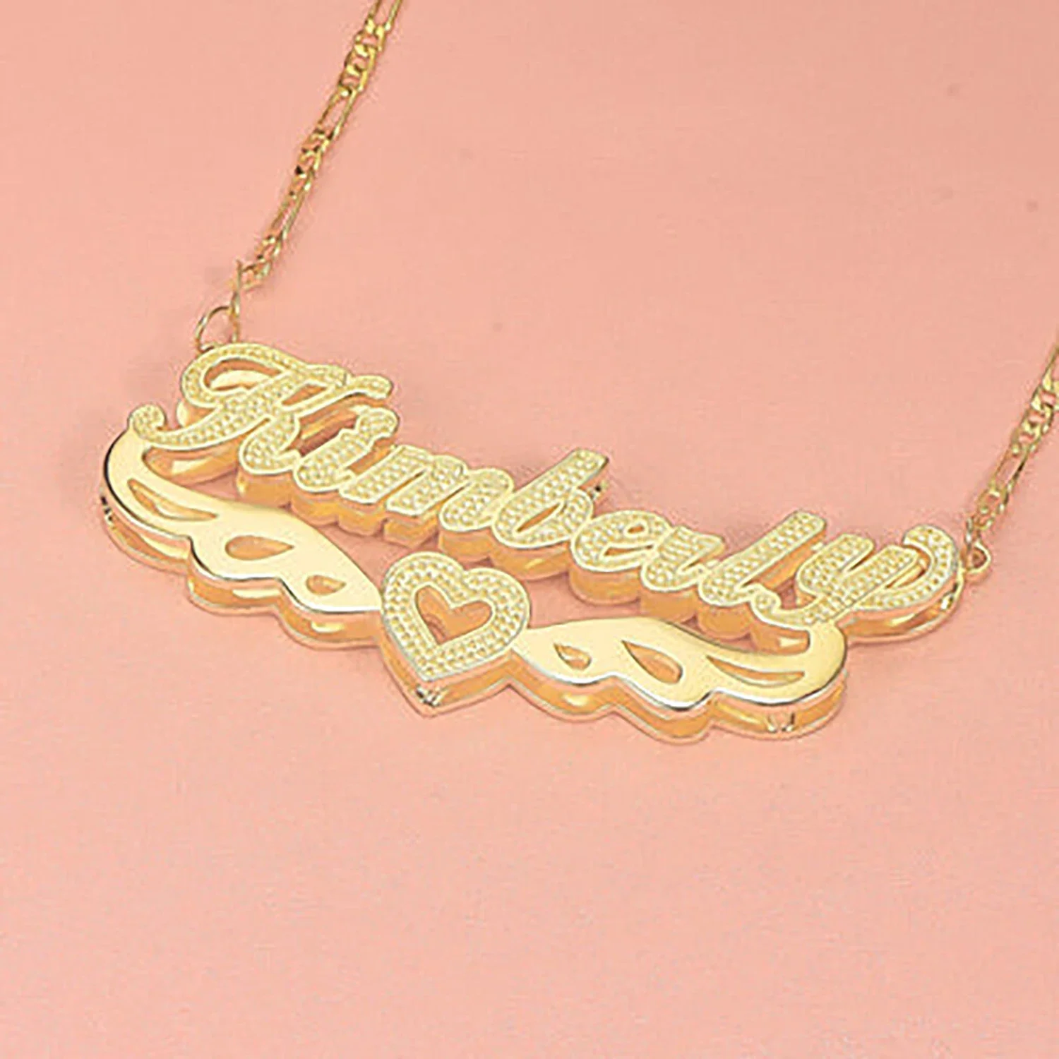 Customized Stainless Steel 3D Double Layer Nameplate Figaro Chain Personalized Commemorative Gift For Men And Women