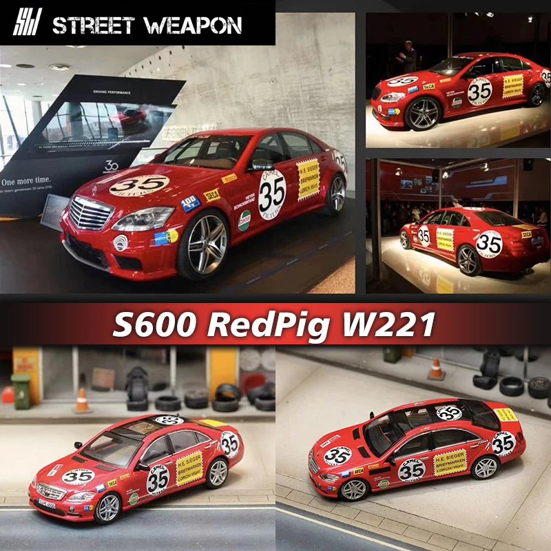 

SW In Stock 1:64 S600 Redpig W221 S Class Diecast Diorama Car Model Collection Street Weapon