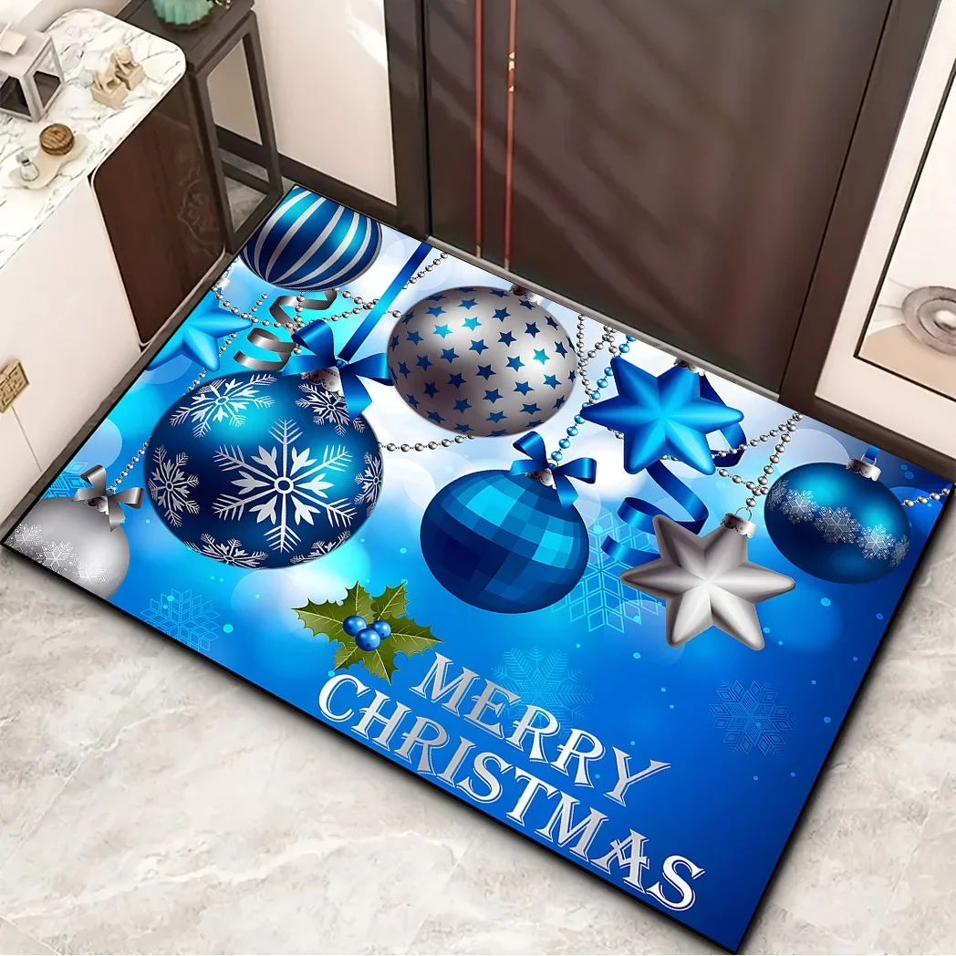 Weihnachtskugel Schneeflocke Willkommen Fußmatten Raumdekor Teppich für Wohnzimmer Badezimmer Rutschfeste Matte Weihnachtsdekorationen