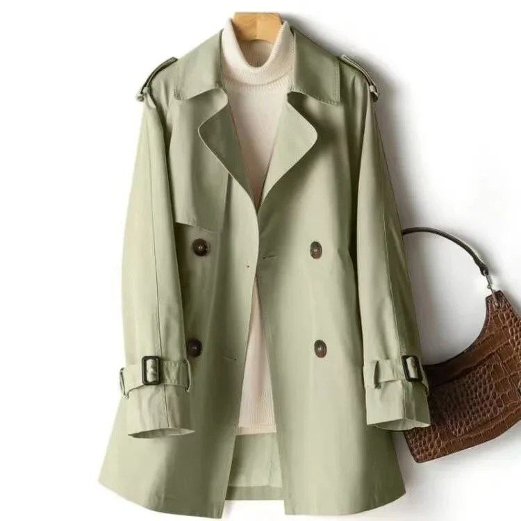 

2025 Spring and Autumn New Trench Coat Medium and Long Small Man Waist British Style Popular Coat Waist Adjustable