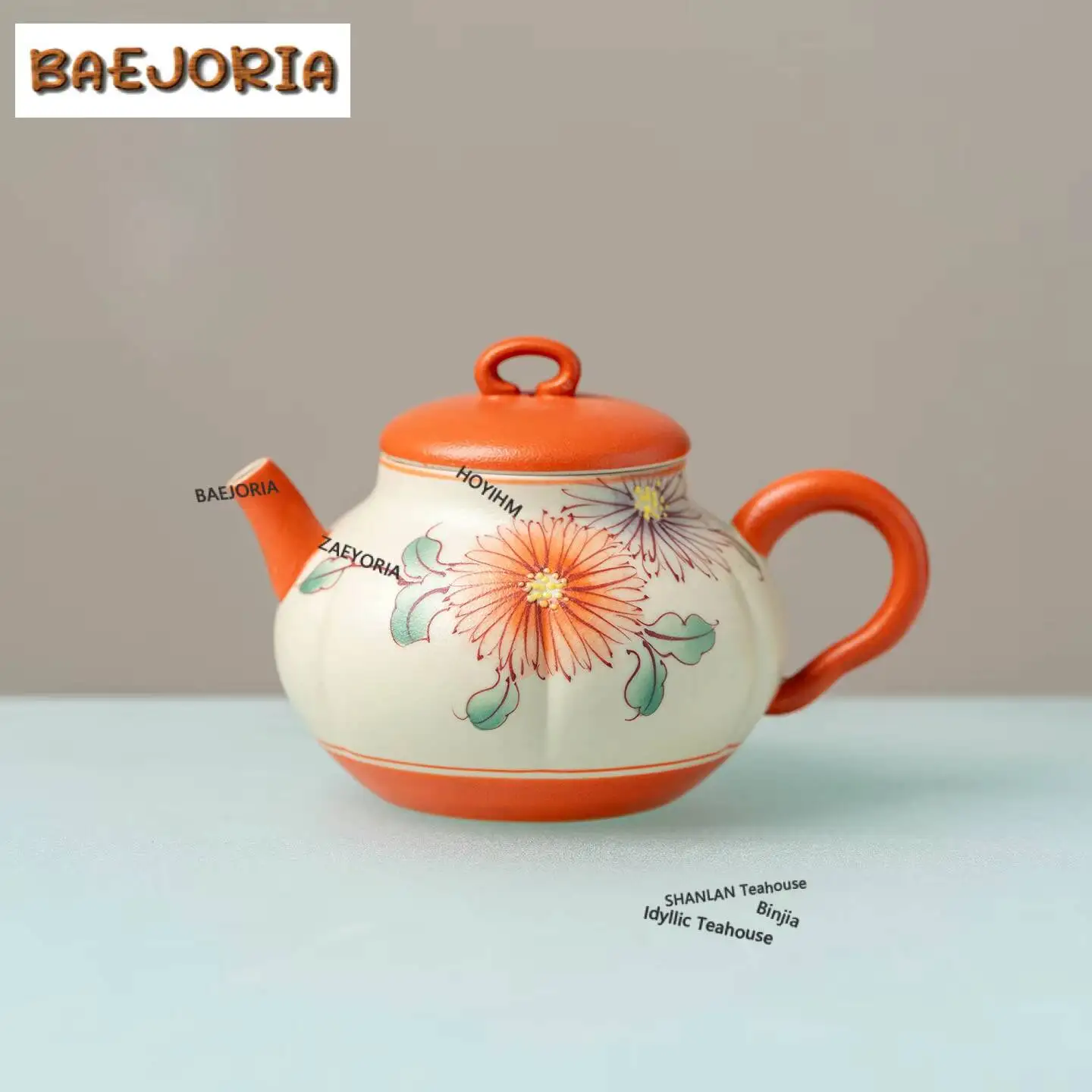 110ml Hand-painted Chrysanthemum Teapot Luxury Tea Infuser Pot Tea Brewing Kettle With Ball Hole Tableware Supplies Gift