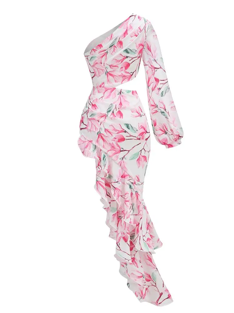 ZNS Retro bedrukte avondjurken herfst lange mouwloze galajurken luxe elegante damesjurk 2025, zomervakantie-outfits