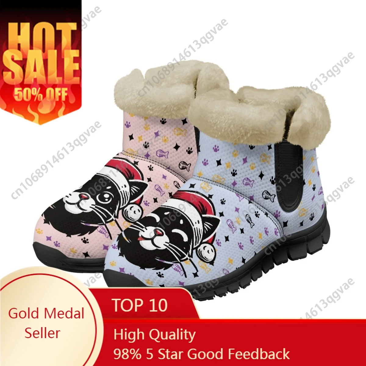 

Christmas Black Cat Present Snow Boots Mens Womens Teenager Customized Boot Casual Snow Shoe High Quality Couple Sports Shoes