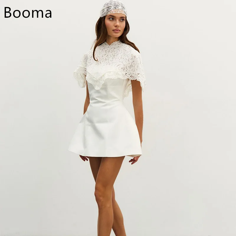 

Booma A-Line Lace Simple Mini Elegant Wedding Dresses Sleeveless Satin Zipper Brides Gown Custom Made 2025