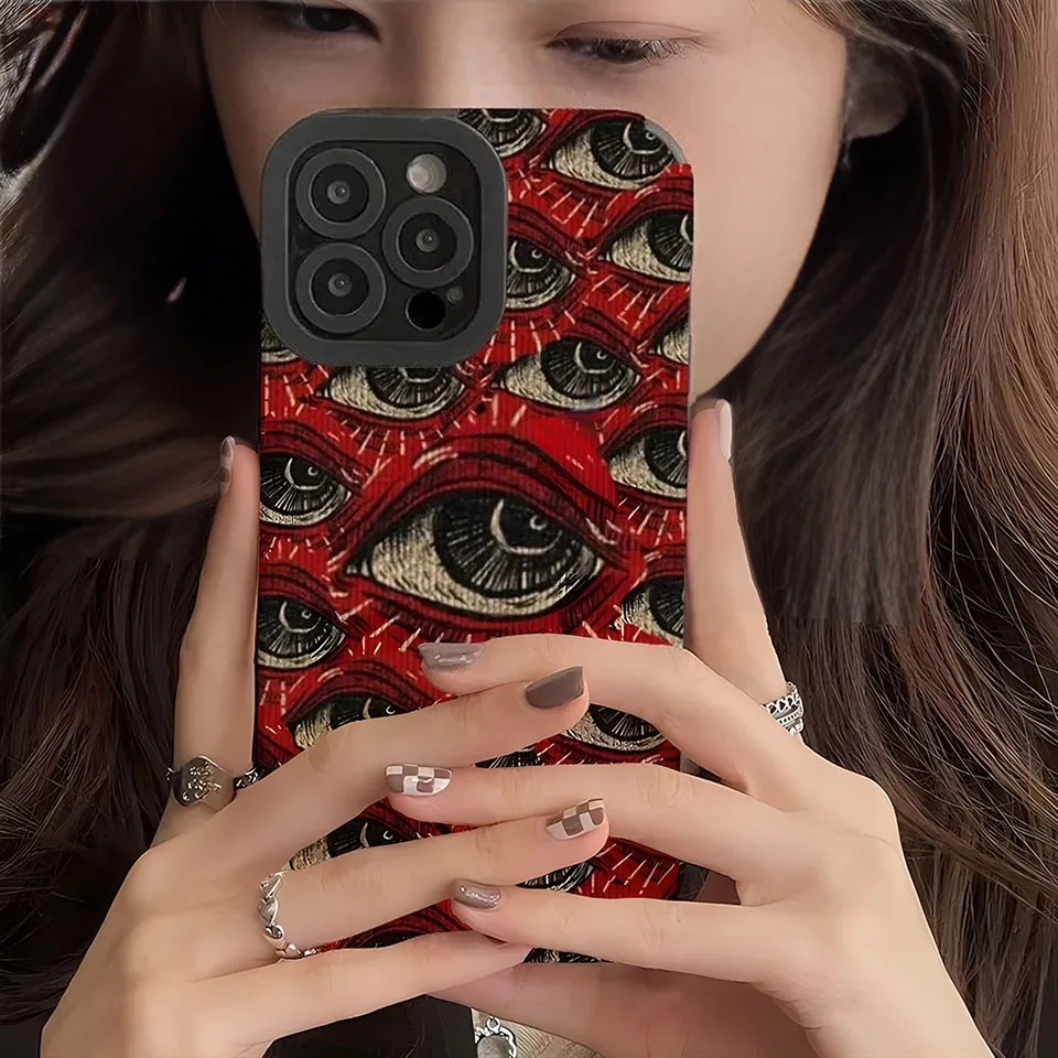 Evil Eyes Pattern Red Eye Silicone Cases For iPhone 15 14 12 11 13 Pro Max Plus Spooky Scary Case Shockproof Cover Accessories image 3