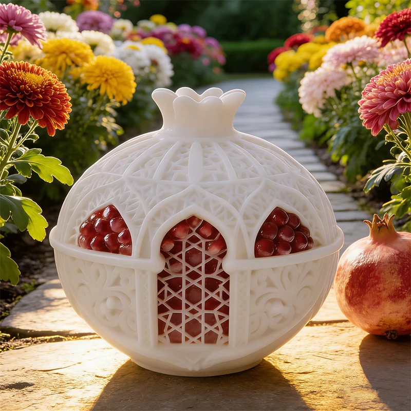 

3D Pomegranate Silicone Mold Exquisite Hollow Arch Pattern Aromatherapy Candle Mold DIY Resin Plaster Mould for Home Decor Gift