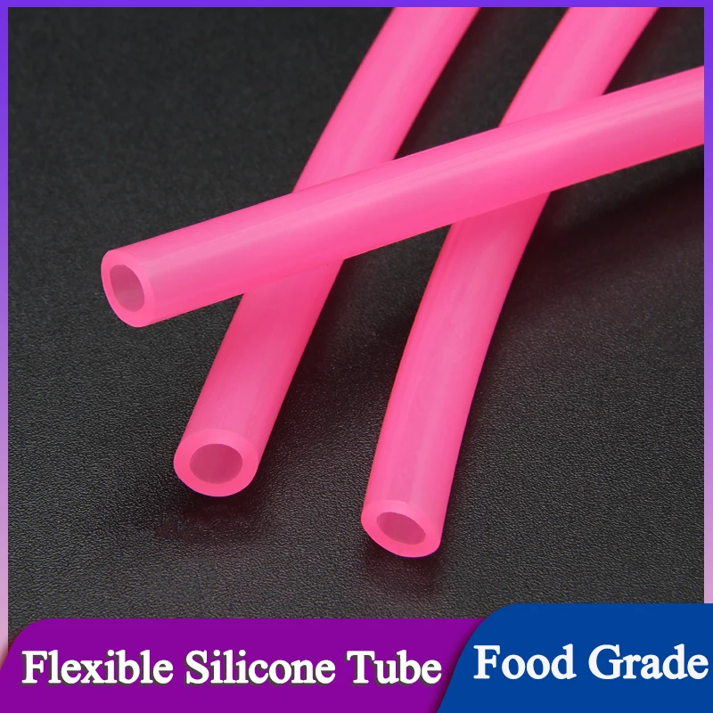 ID2~8mm Pink Food Grade Silicone Tube Flexible Aquarium Air Irrigation Pipe Water Connector Garden Hose Fish Tank Pond Pump Hose